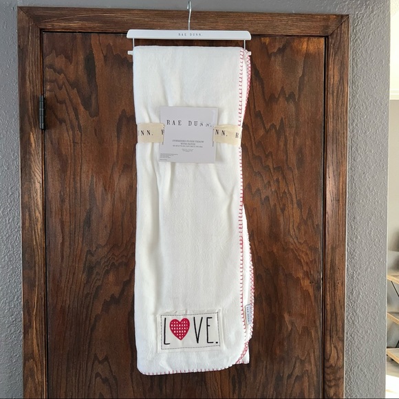 Rae Dunn Bedding Rae Dunn Love White Plush Throw Blanket 5 X 60 Red